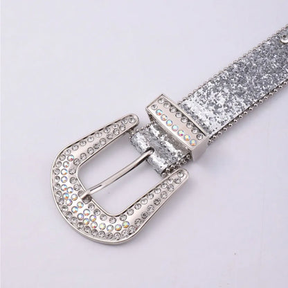 PU Leather Rhinestone Belt - adritiX