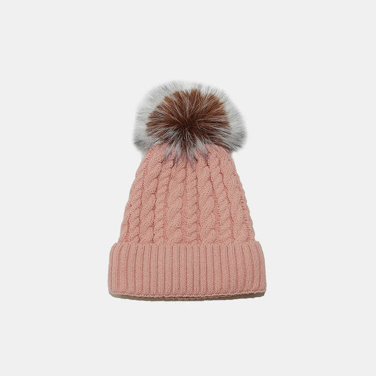 Cable Knit Winter Hat with Pompom - adritiX