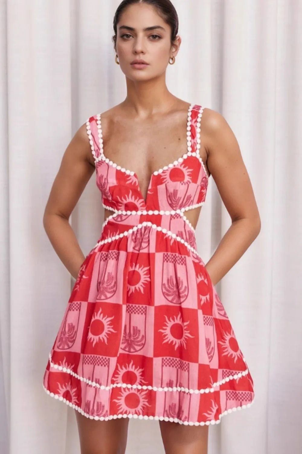 Cutout Printed Mini Dress - adritiX