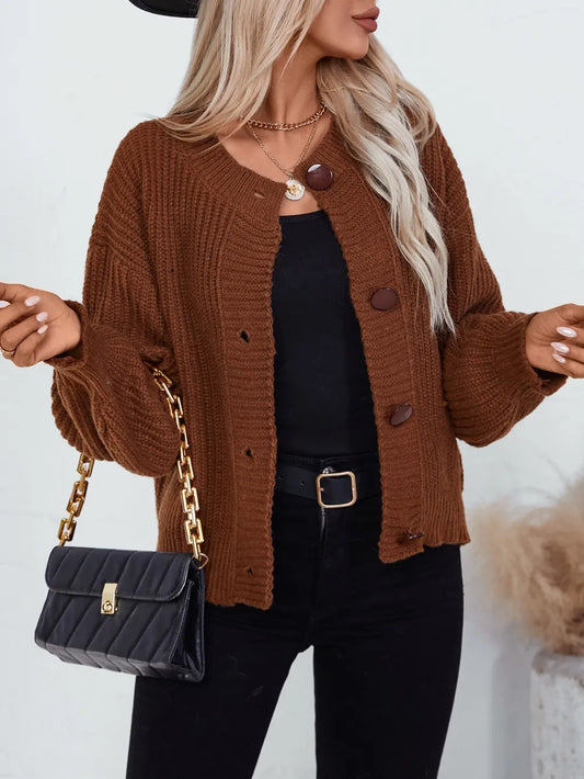 Button Down Long Sleeve Cardigan - adritiX