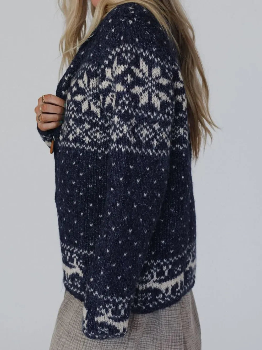 Zip Up Long Sleeve Cardigan - adritiX