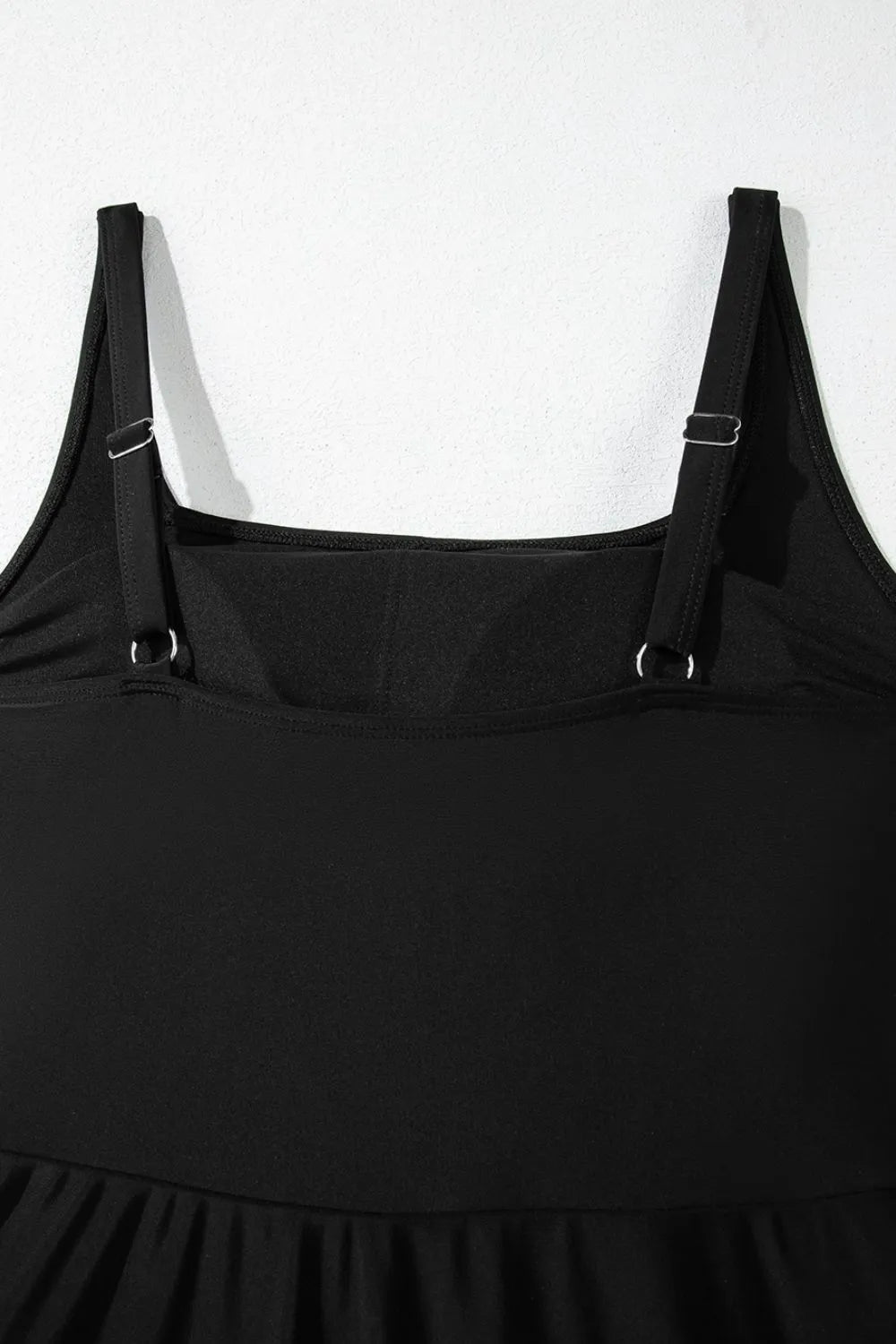 Side Tied Waist Square Neck Adjustable Straps A-line One Piece Swim Dress - adritiX