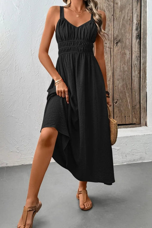 Ruched Wide Strap Cami Dress - adritiX