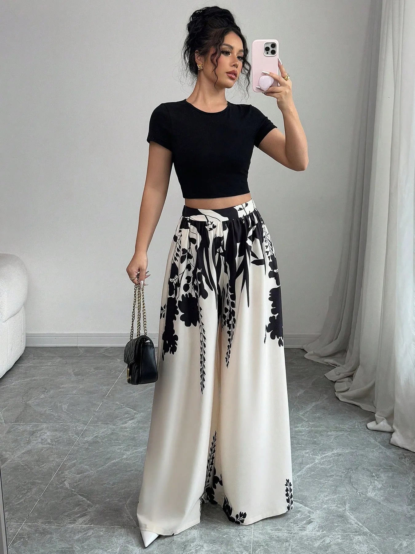 Printed Wide Leg Pants - adritiX