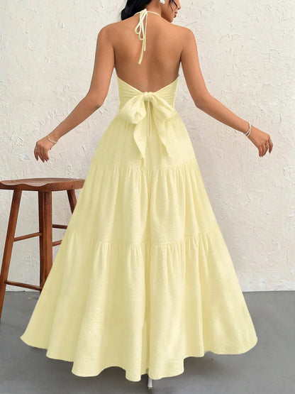 Halter Neck Tiered Maxi Dress - adritiX
