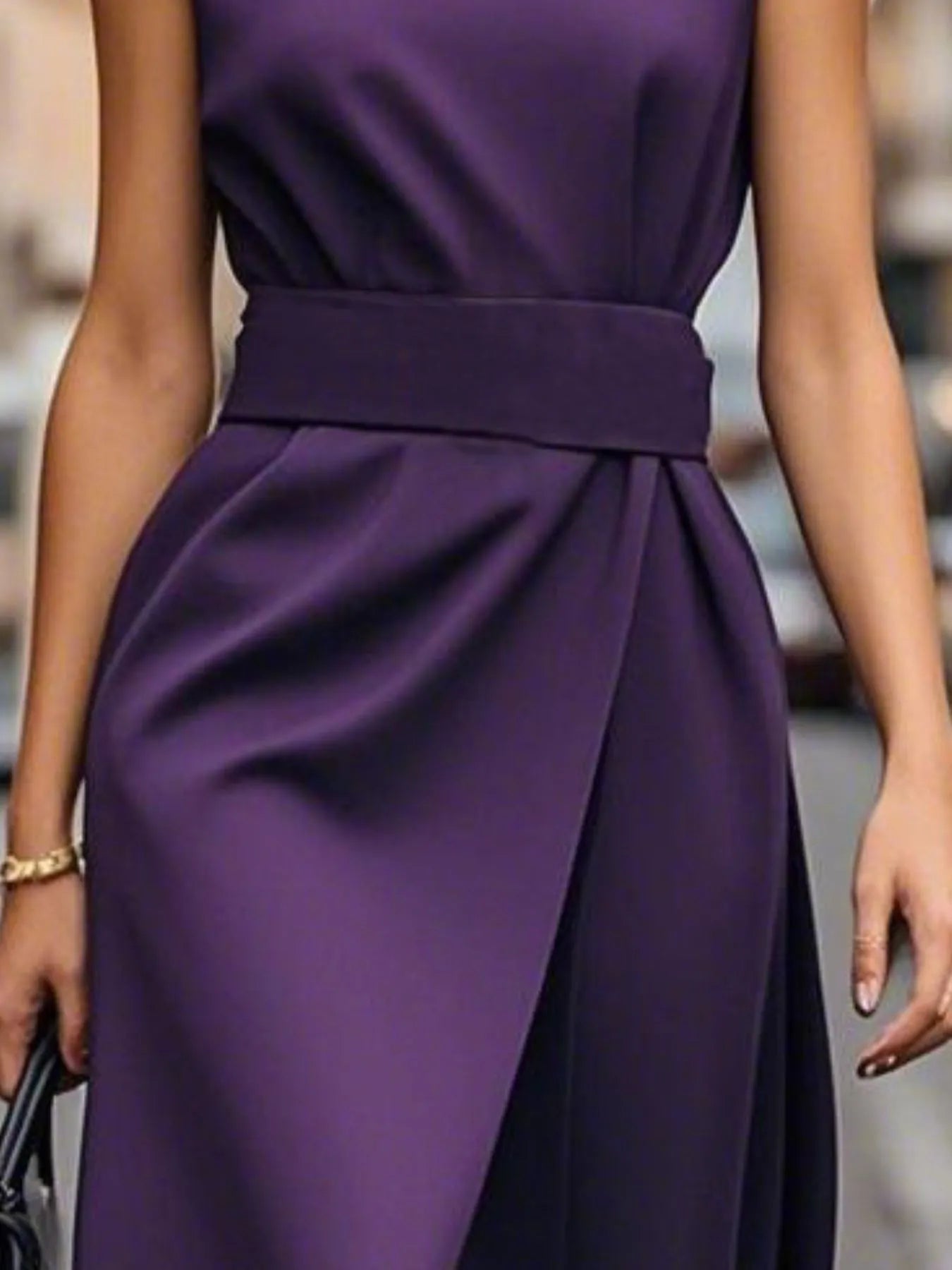 Round Neck Sleeveless Midi Sheath Dress - adritiX