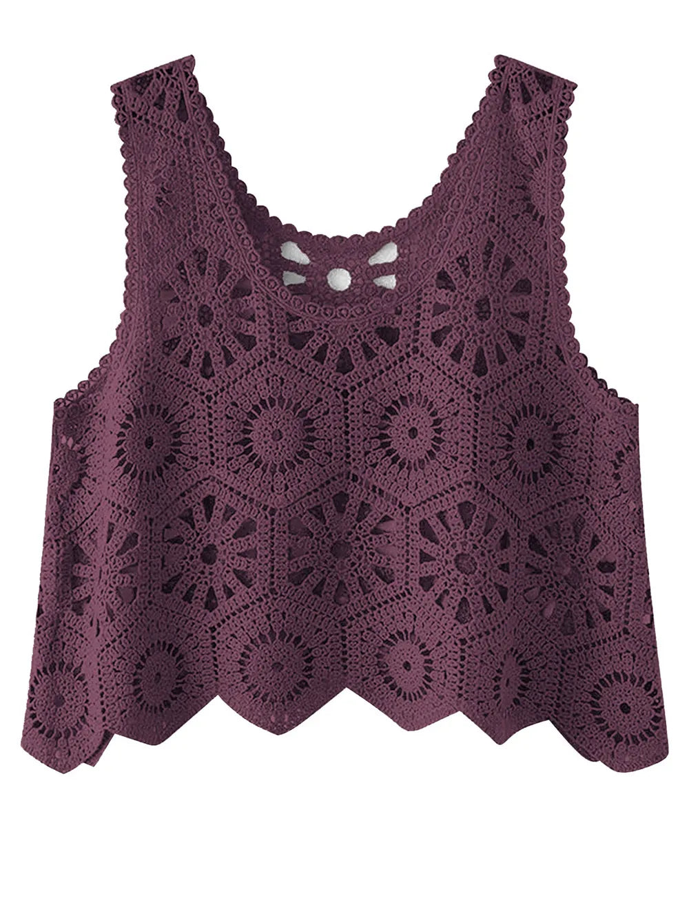 Openwork Round Neck Knit Vest - adritiX