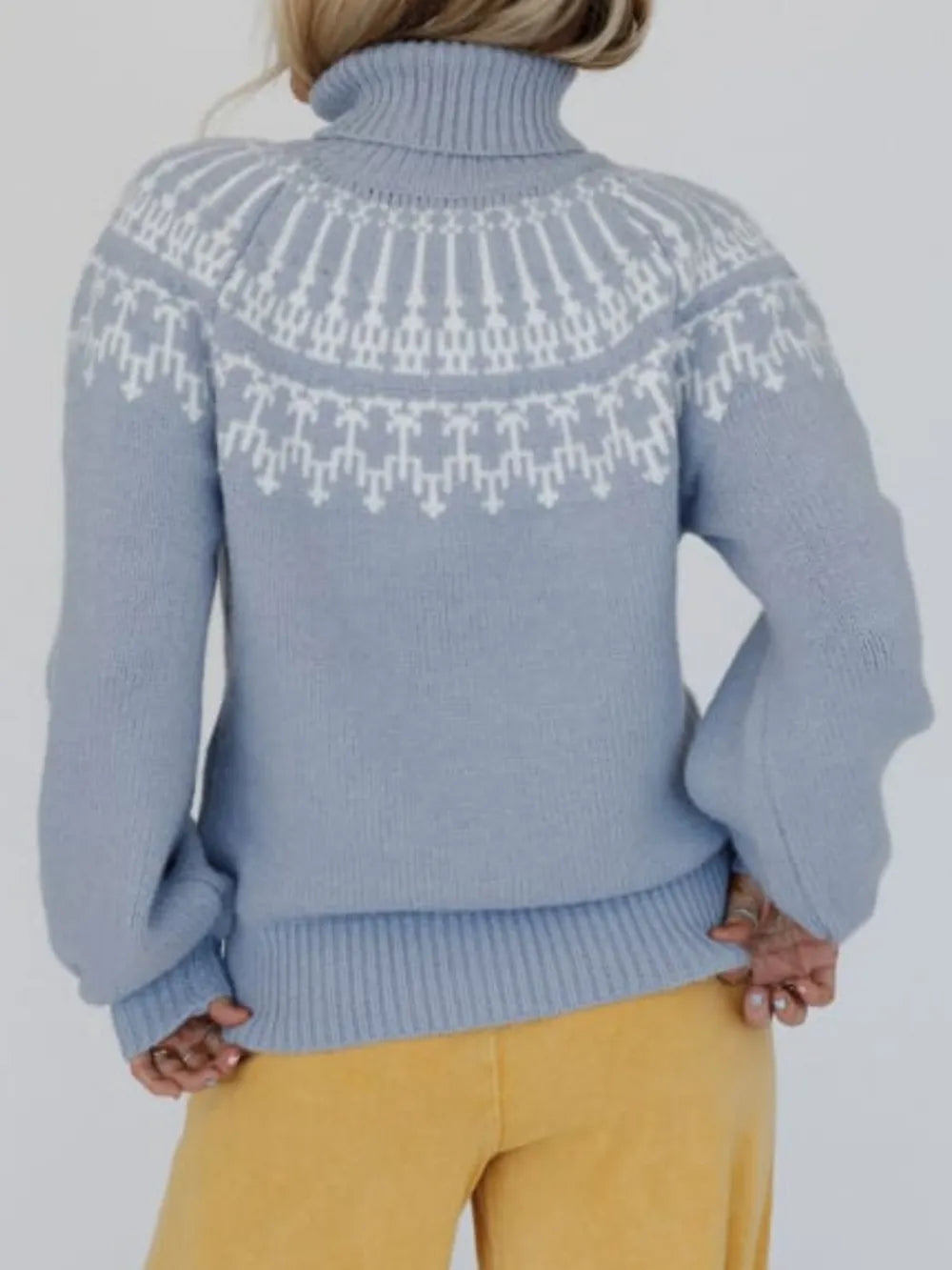 Contrast Turtleneck Long Sleeve Sweater - adritiX