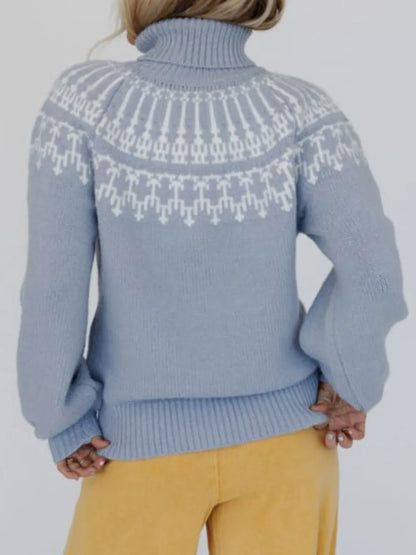 Contrast Turtleneck Long Sleeve Sweater - adritiX