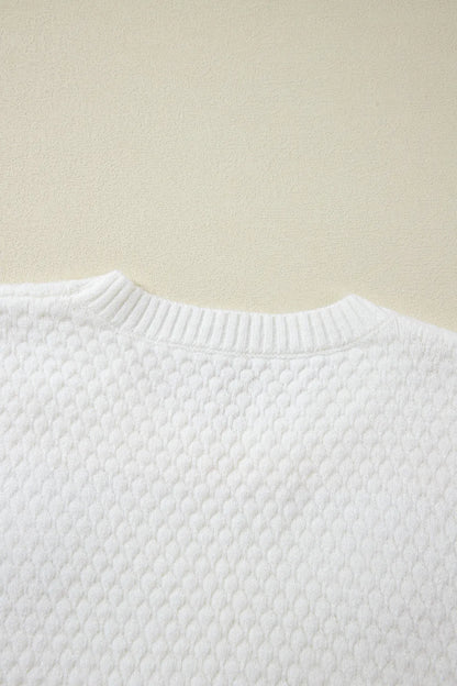 Elegant Crochet Flower Round Neck Long Sleeve Sweater - adritiX