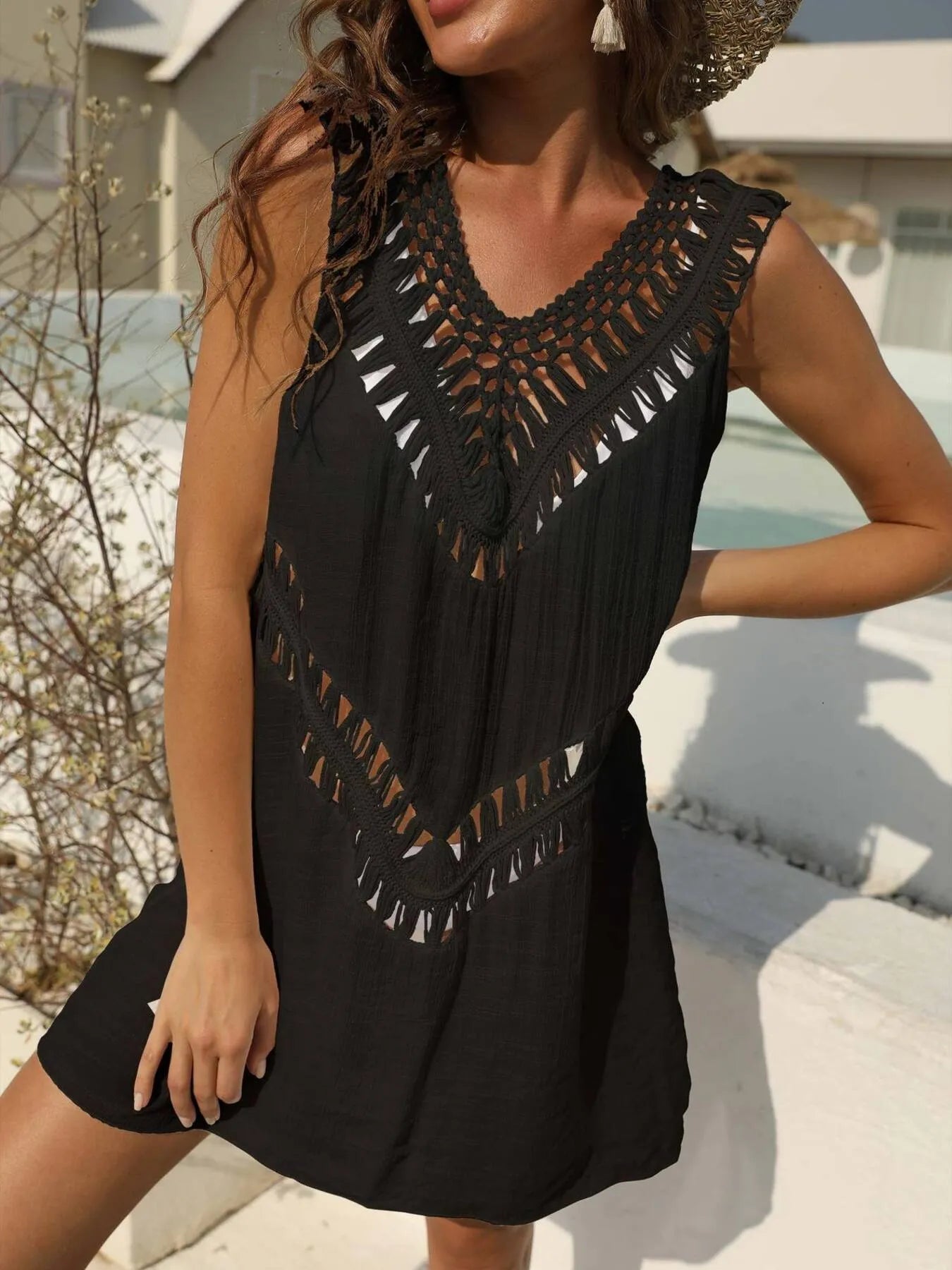 Crochet Detail Beach Cover Up Dress - adritiX