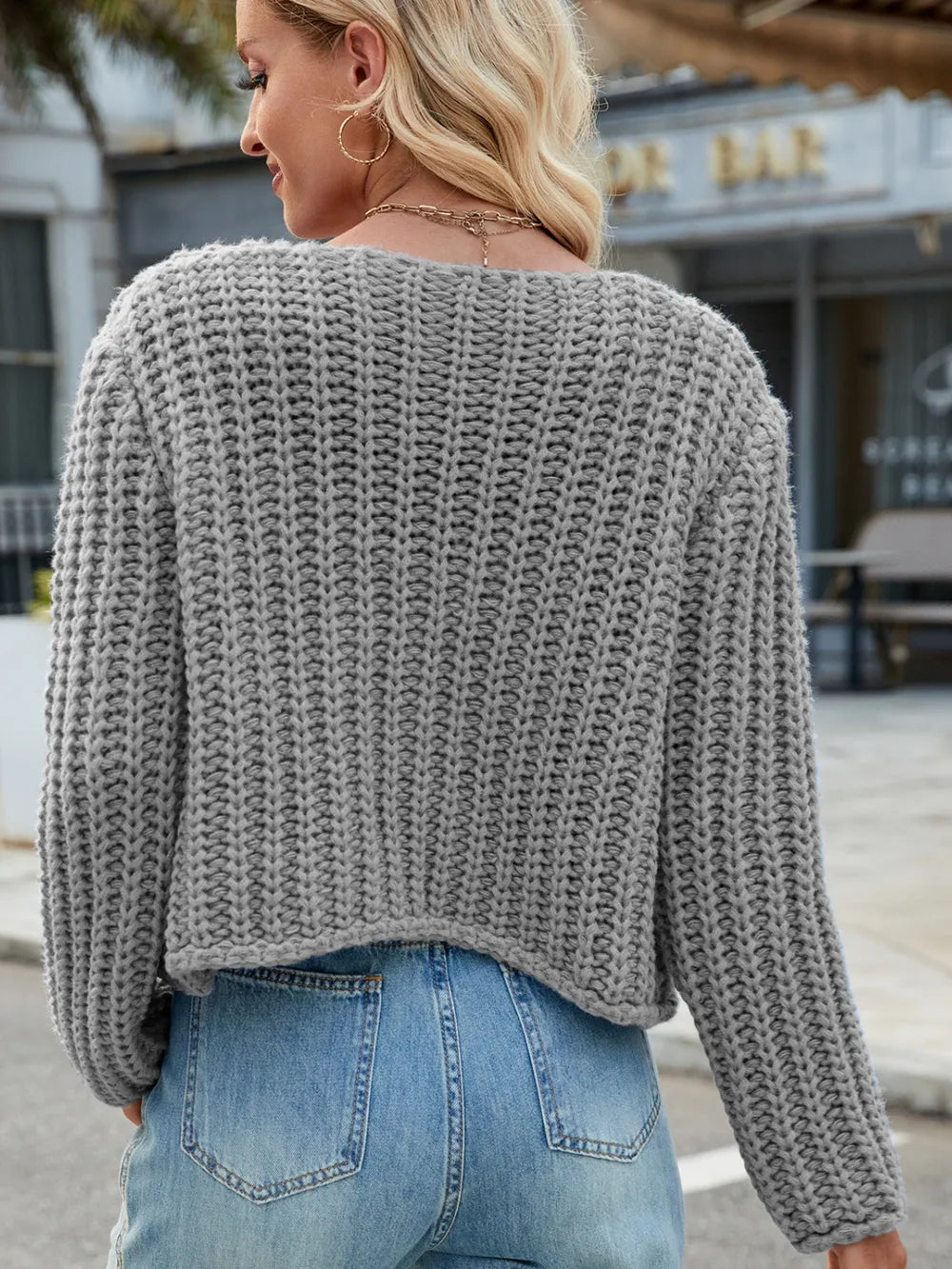 Round Neck Button Up Cardigan with Pockets - adritiX