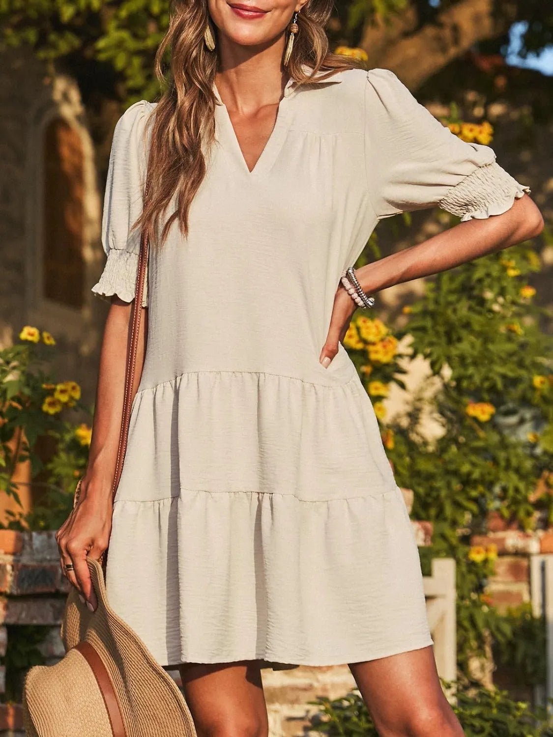 Johnny Collar Short Sleeve Mini Dress - adritiX