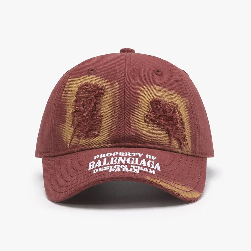 Distressed Letter Cotton Baseball Cap - adritiX