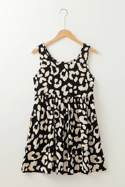 Leopard Print Sleeveless Summer Mini Dress - adritiX