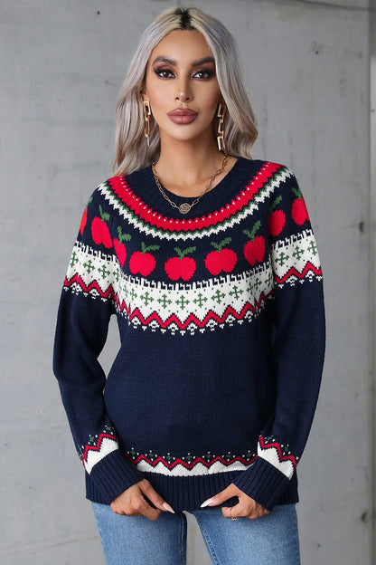 Angel Wings Graphic Round Neck Long Sleeve Sweater - adritiX