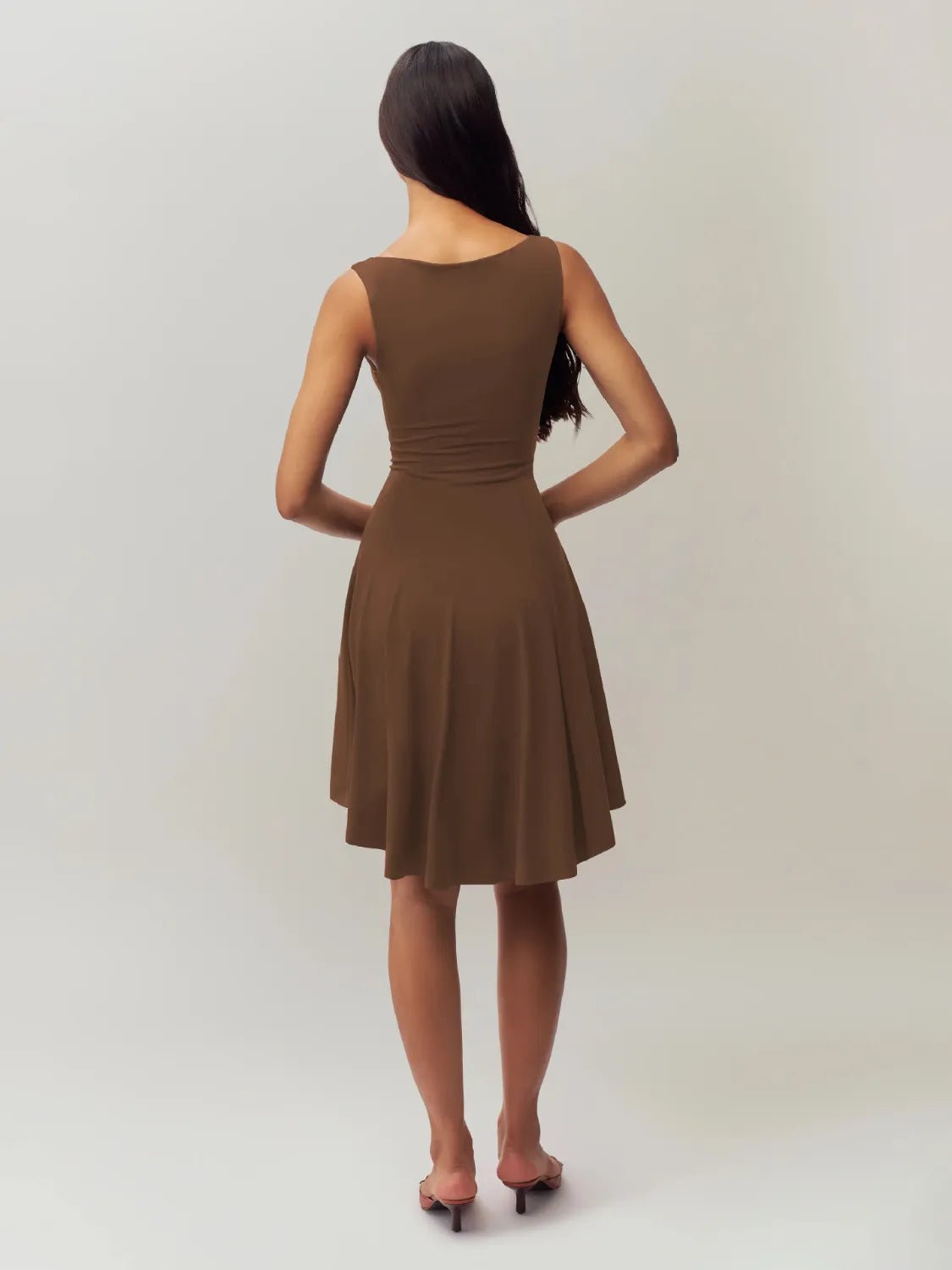 High-Low Round Neck Sleeveless Dress - adritiX