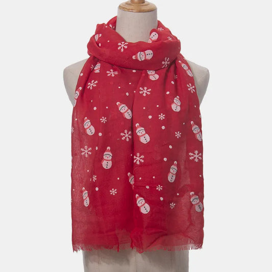 Fringe Snowman Polyester Scarf - adritiX