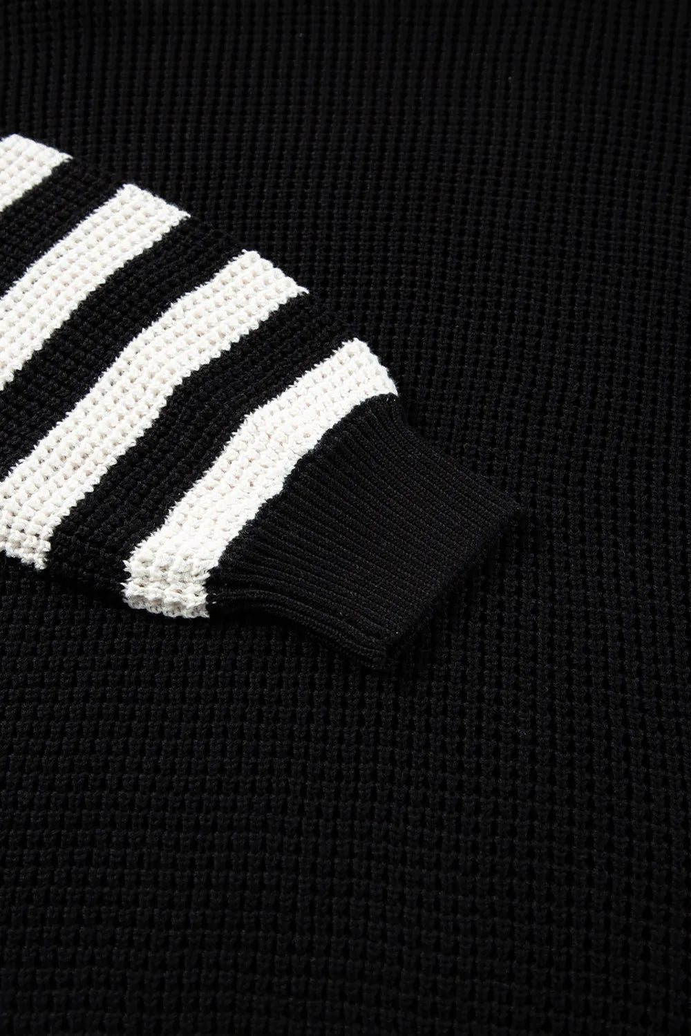 Striped & Checkered Turtleneck Dropped Shoulder Sweater - adritiX