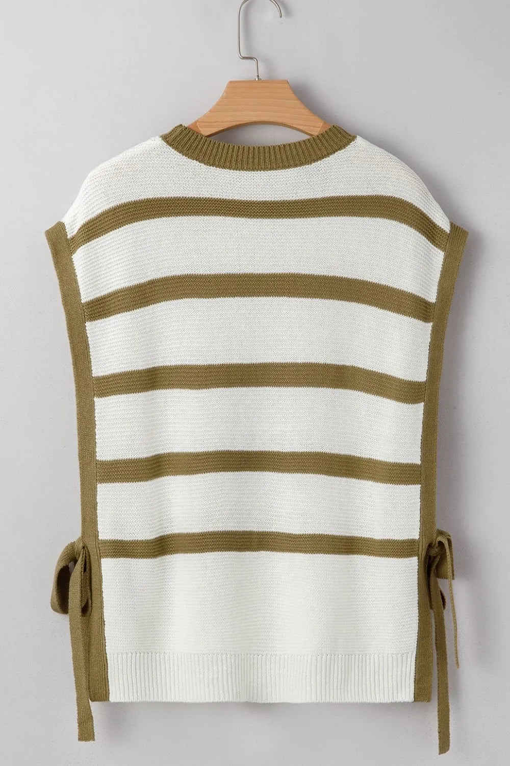 Stripe Tie Open Side Sweater Knitted Top - adritiX