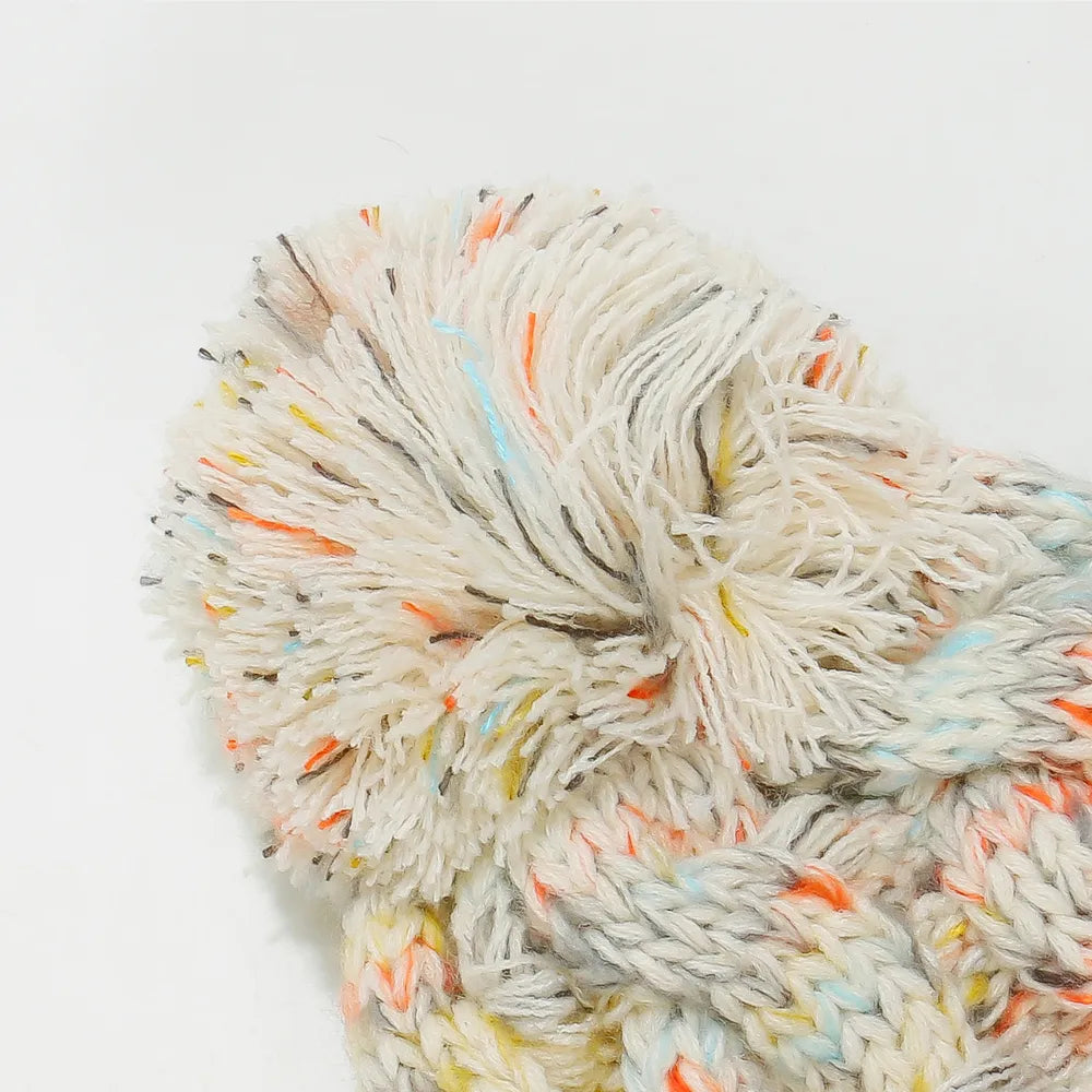 Contrast Cable-Knit Hat with Pompom - adritiX