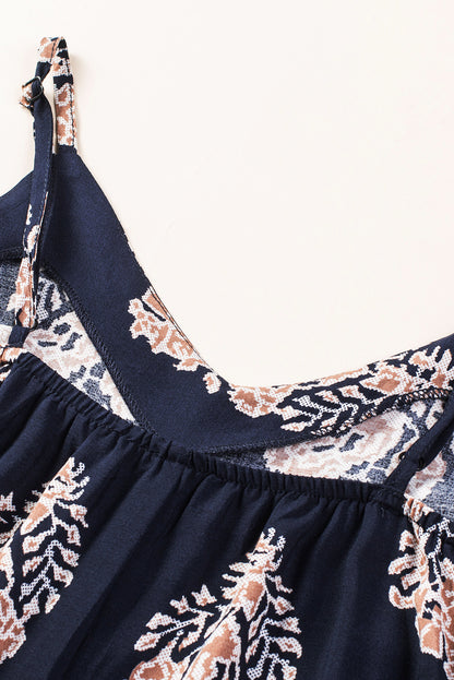 Elegant Printed V-Neck Sleeveless Jumpsuit - adritiX