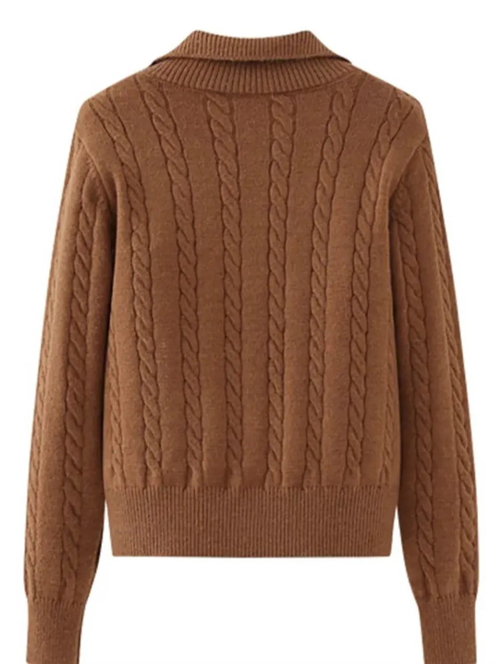 Cable-Knit Half Zip Long Sleeve Sweater - adritiX