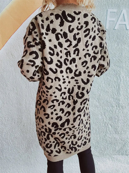 Leopard Round Neck Long Sleeve Sweater - adritiX