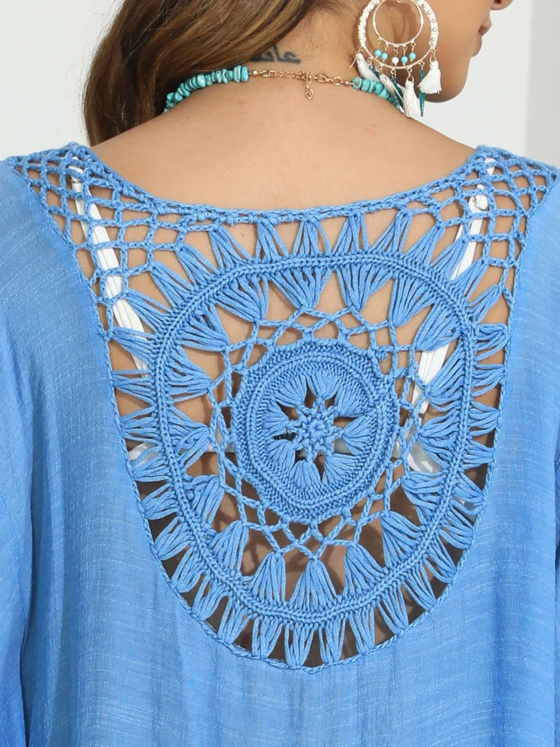 Tassel Crochet Round Neck Cover-Up - adritiX