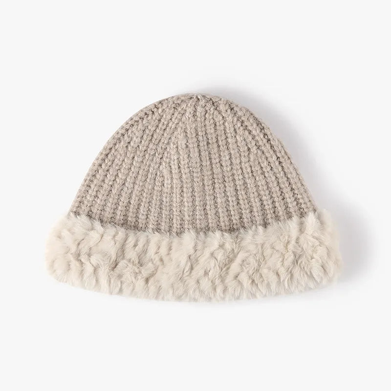 Fuzzy Hem Knit Hat - adritiX