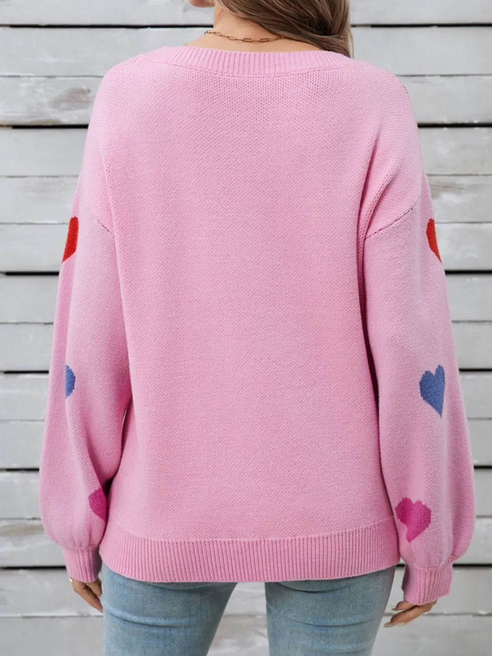 Angel Wings Heart Round Neck Long Sleeve Sweater - adritiX