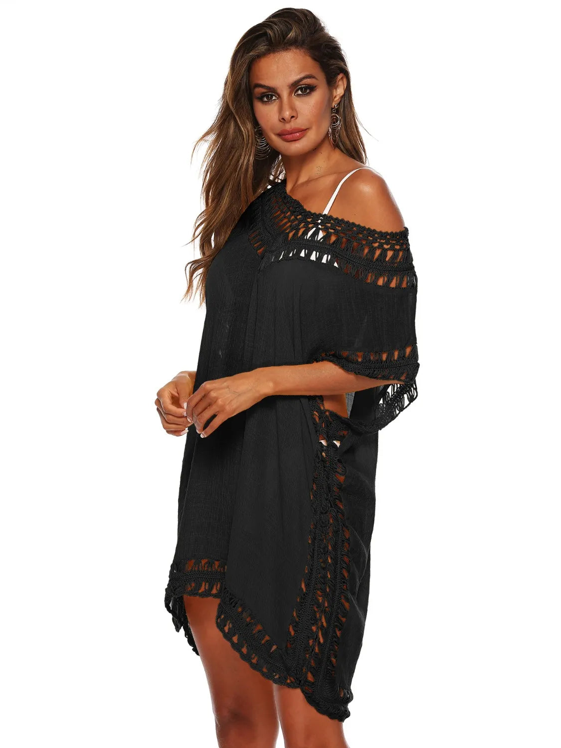 Bohemian Crochet Trim Beach Cover Up Dress - adritiX