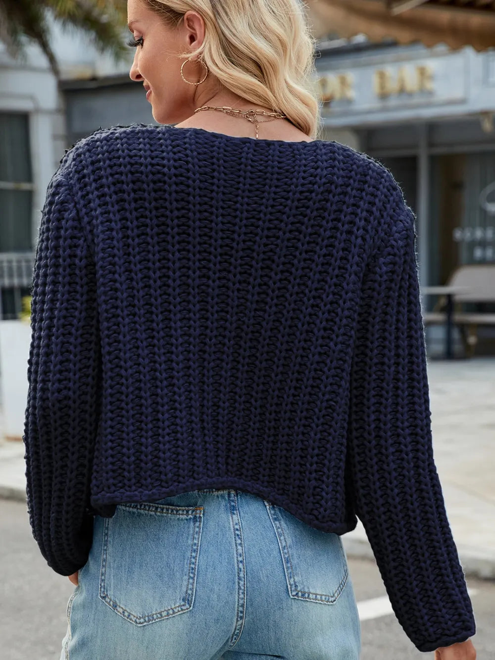 Round Neck Button Up Cardigan with Pockets - adritiX