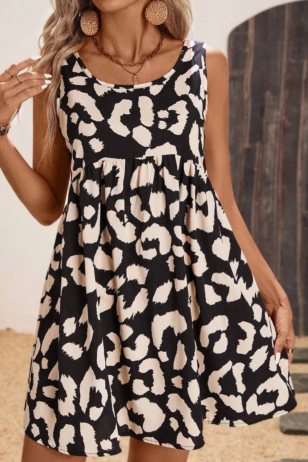 Leopard Print Sleeveless Summer Mini Dress - adritiX