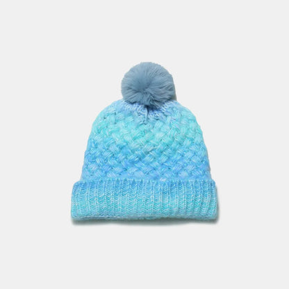Gradient Knit Hat with Pompom - adritiX