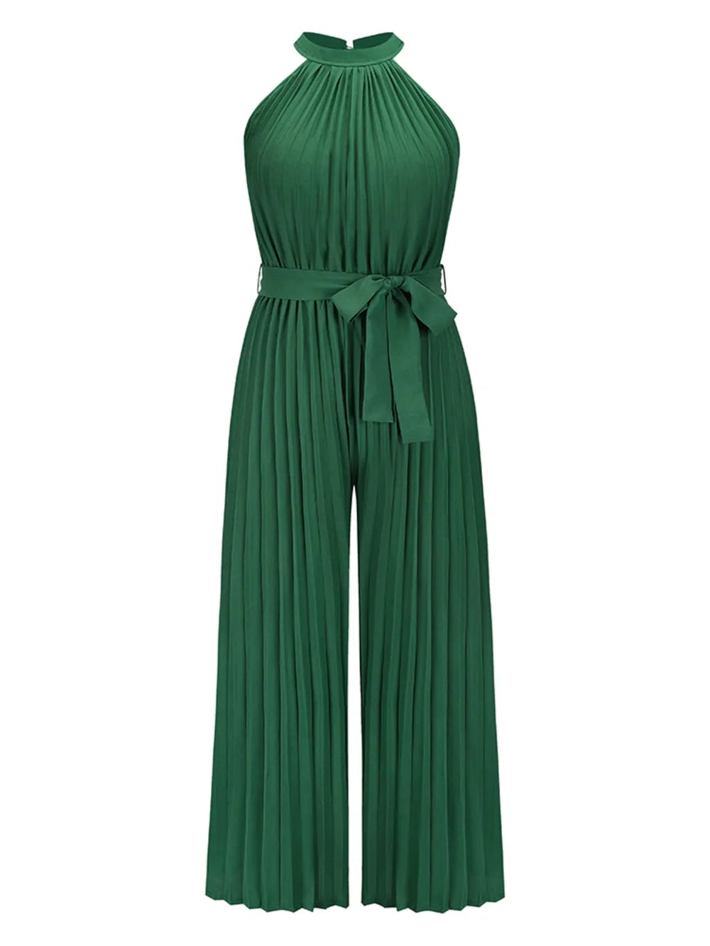 Elegant Cutout Tied Pleated Sleeveless Jumpsuit - adritiX