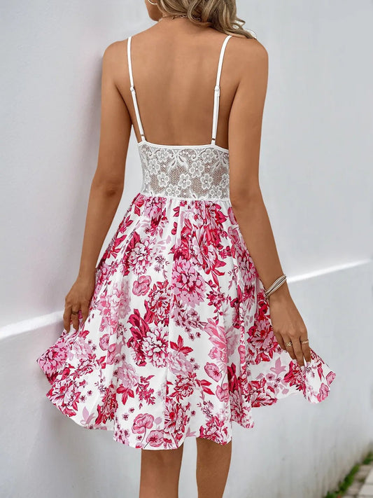 Floral Lace Cutout Cami Dress - Embrace Elegance and Confidence - adritiX