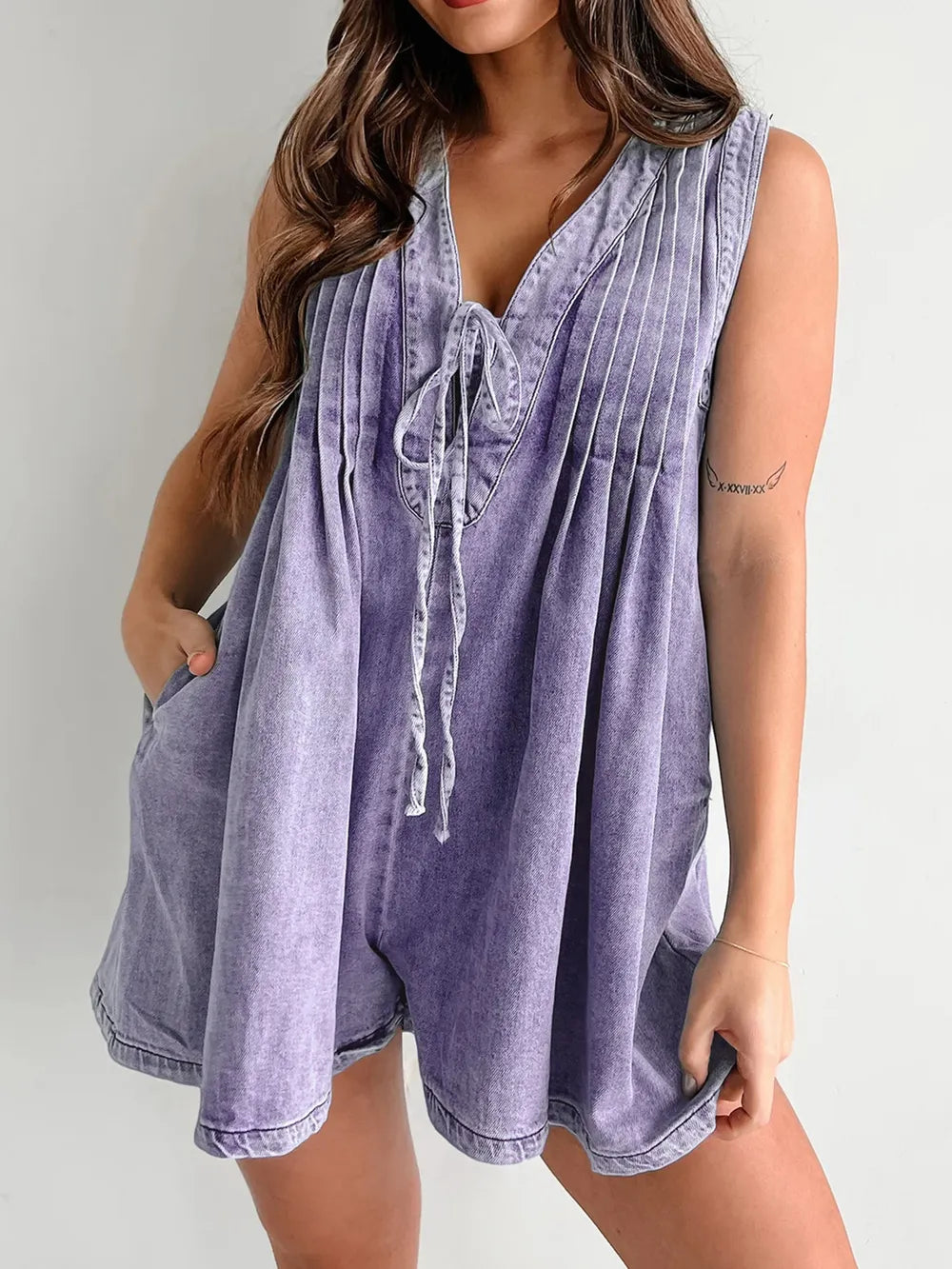 Elegant Tied Romper with Pockets - adritiX