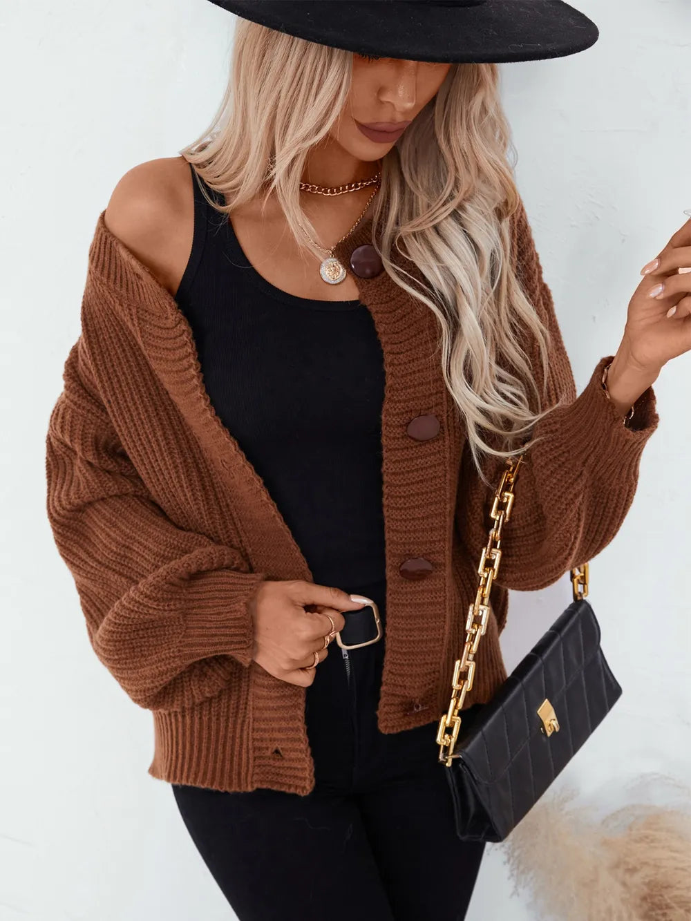 Button Down Long Sleeve Cardigan - adritiX