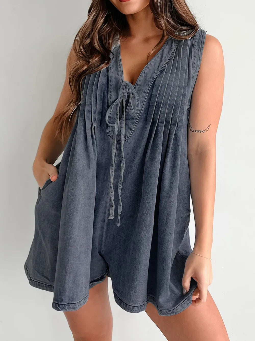 Elegant Tied Romper with Pockets - adritiX