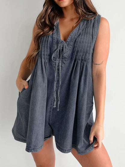 Elegant Tied Romper with Pockets - adritiX