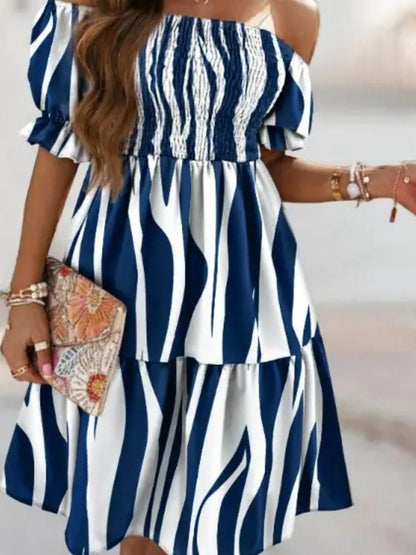 Off Shoulder Smocked Summer Dress - adritiX