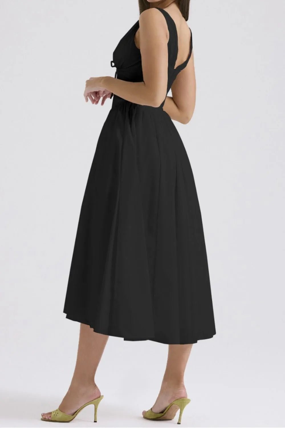 Chic & Sleek Ruched V-Neck Dress with Pockets – Effortless Style for Every Occasion - adritiX