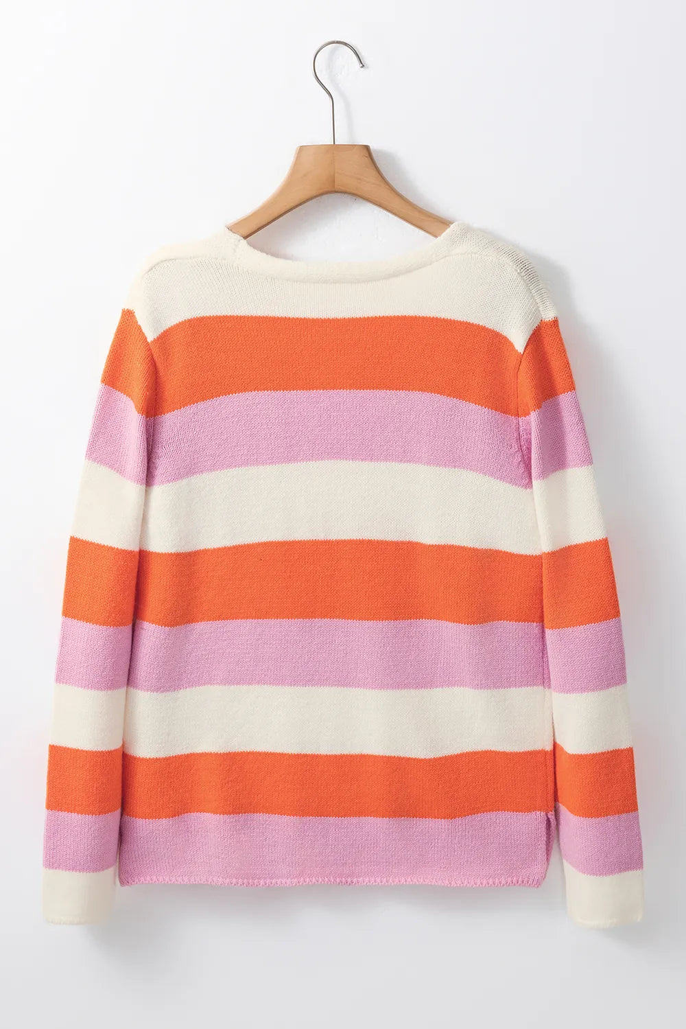 Color Block V-Neck Long Sleeve Sweater - adritiX