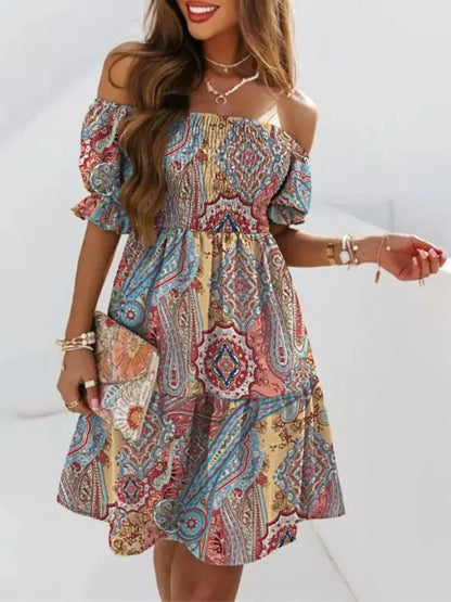 Off Shoulder Smocked Summer Dress - adritiX