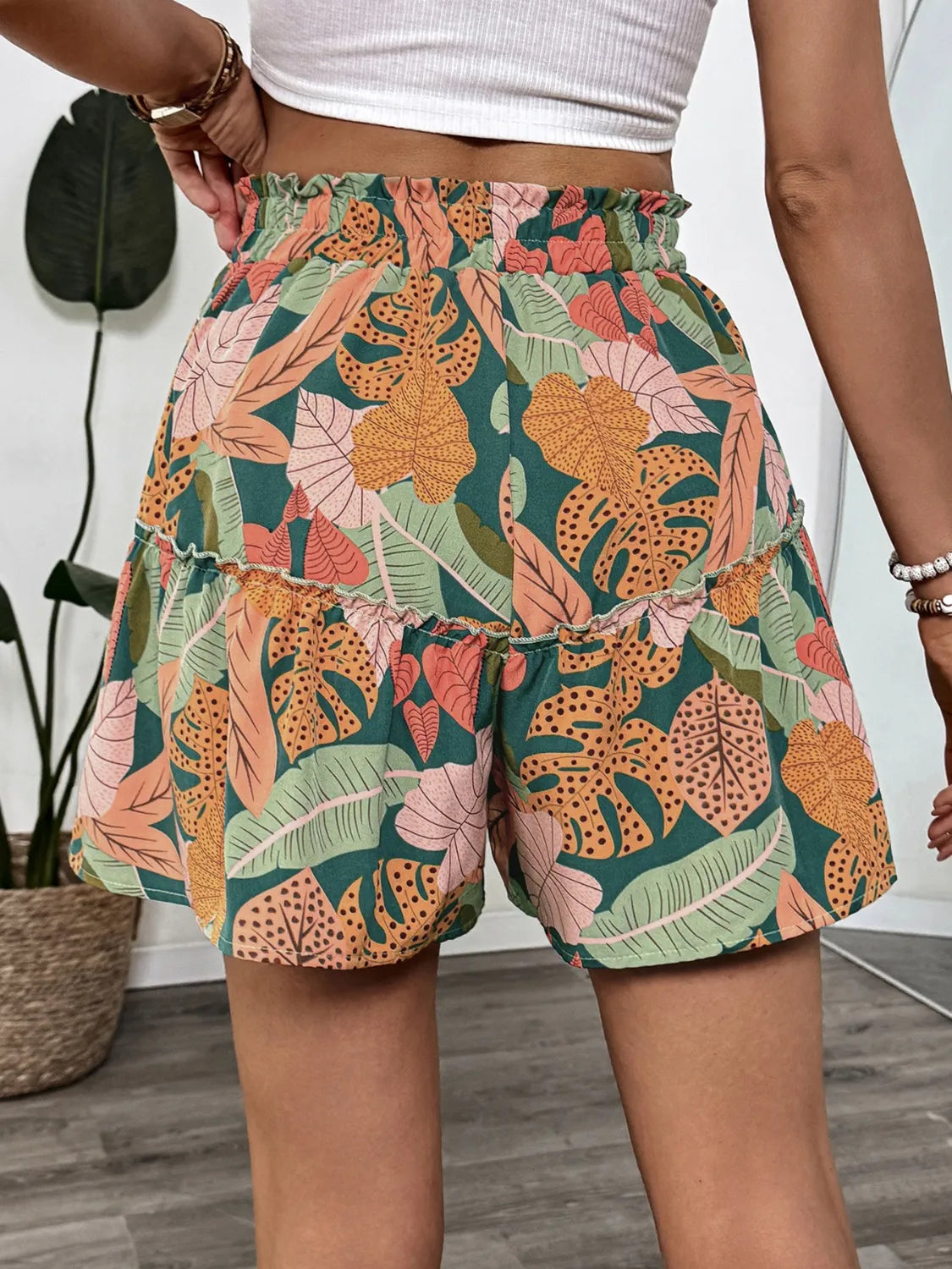 Tropical Print High Waist Shorts - adritiX