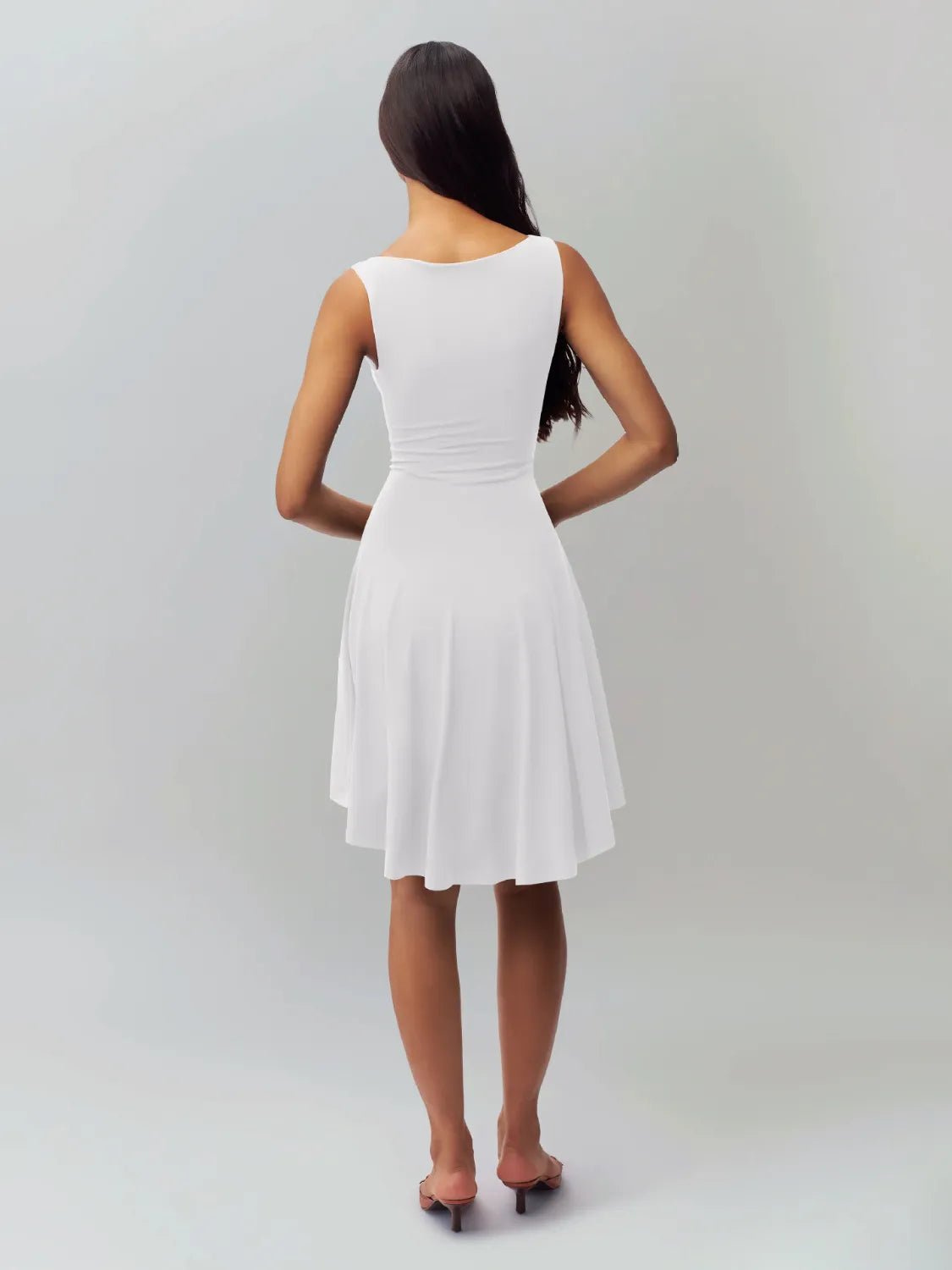 High-Low Round Neck Sleeveless Dress - adritiX