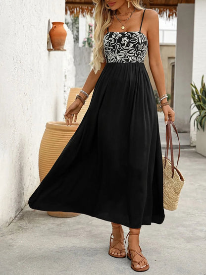 Elegant Smocked Midi Cami Dress with Pockets - adritiX