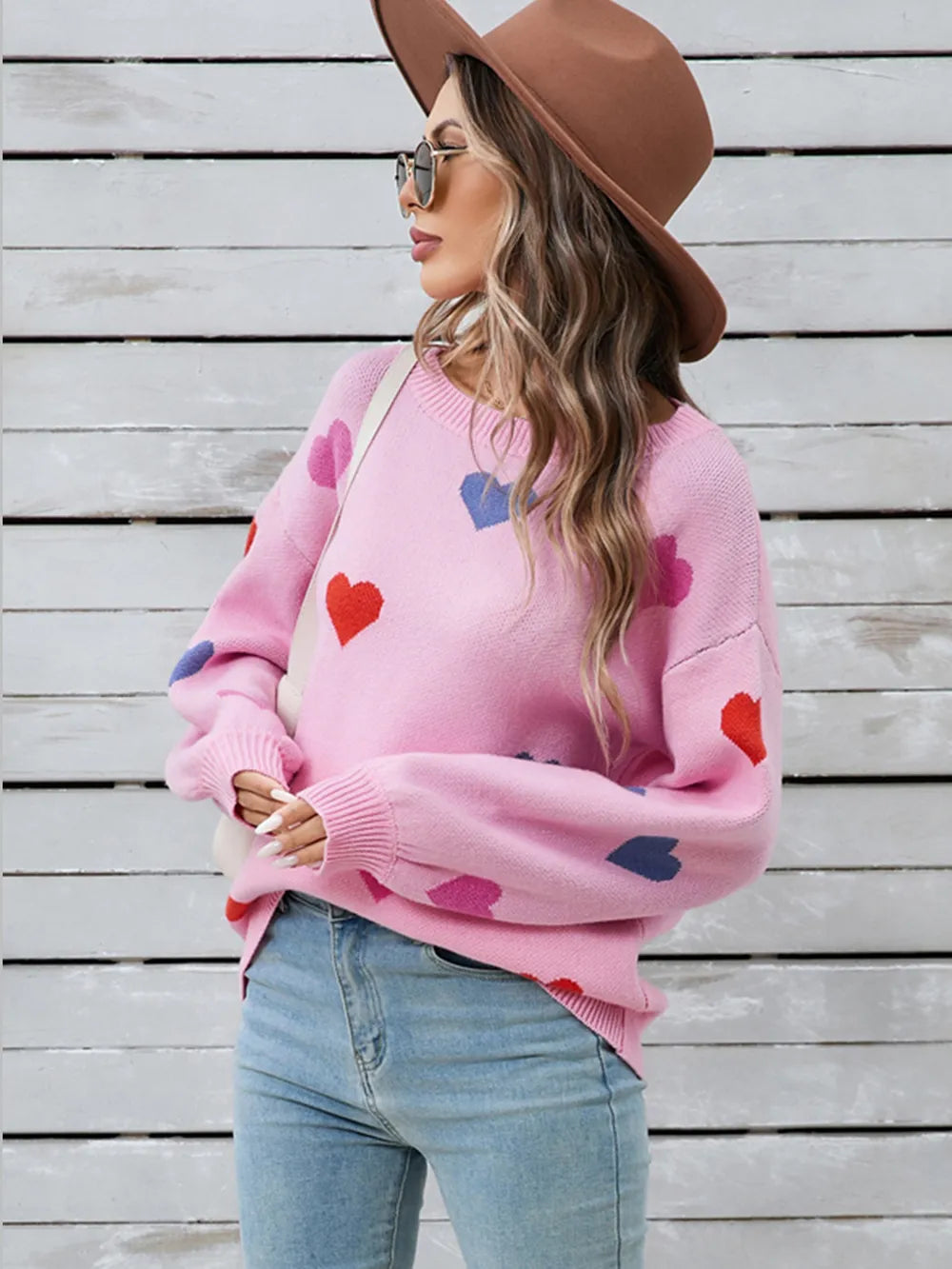 Angel Wings Heart Round Neck Long Sleeve Sweater - adritiX