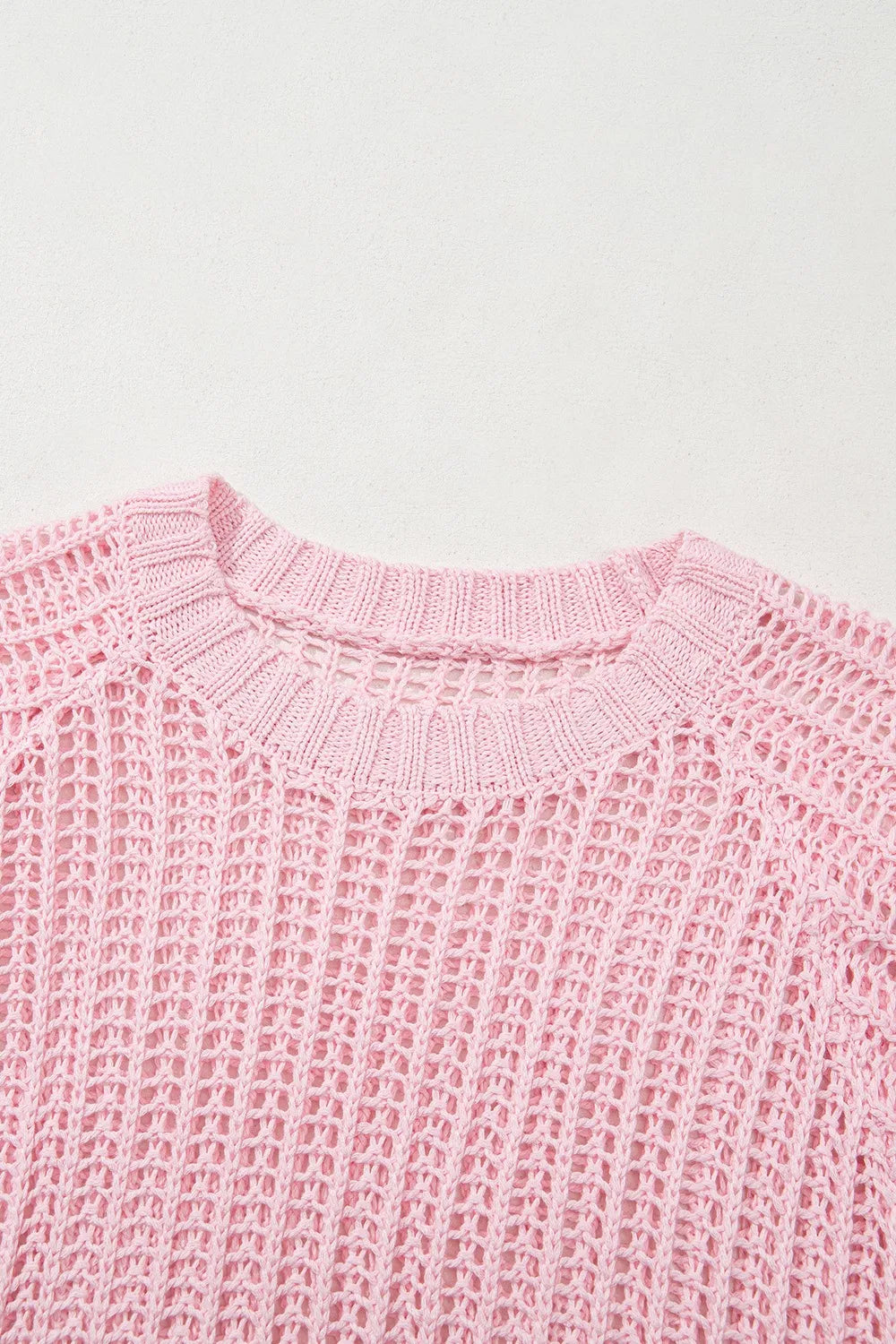 Hollow-out Crochet Side Tied Short Sleeve Knit Cover Up - adritiX